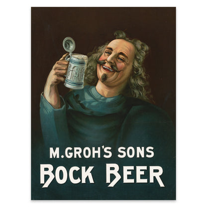 Detailreiche Kunstdruck-Reproduktion einer Brauerei-Werbung aus dem 19. Jahrhundert.