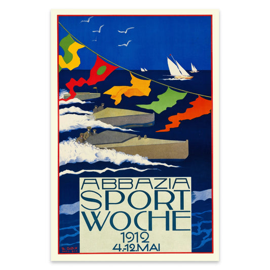 Historisches k.u.k. Werbeplakat für eine Sportveranstaltung an der Adria