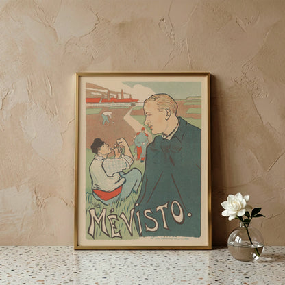 Henri-Gabriel Ibels Mévisto Plakat von 1897 mit Porträt und Arbeiterszene.