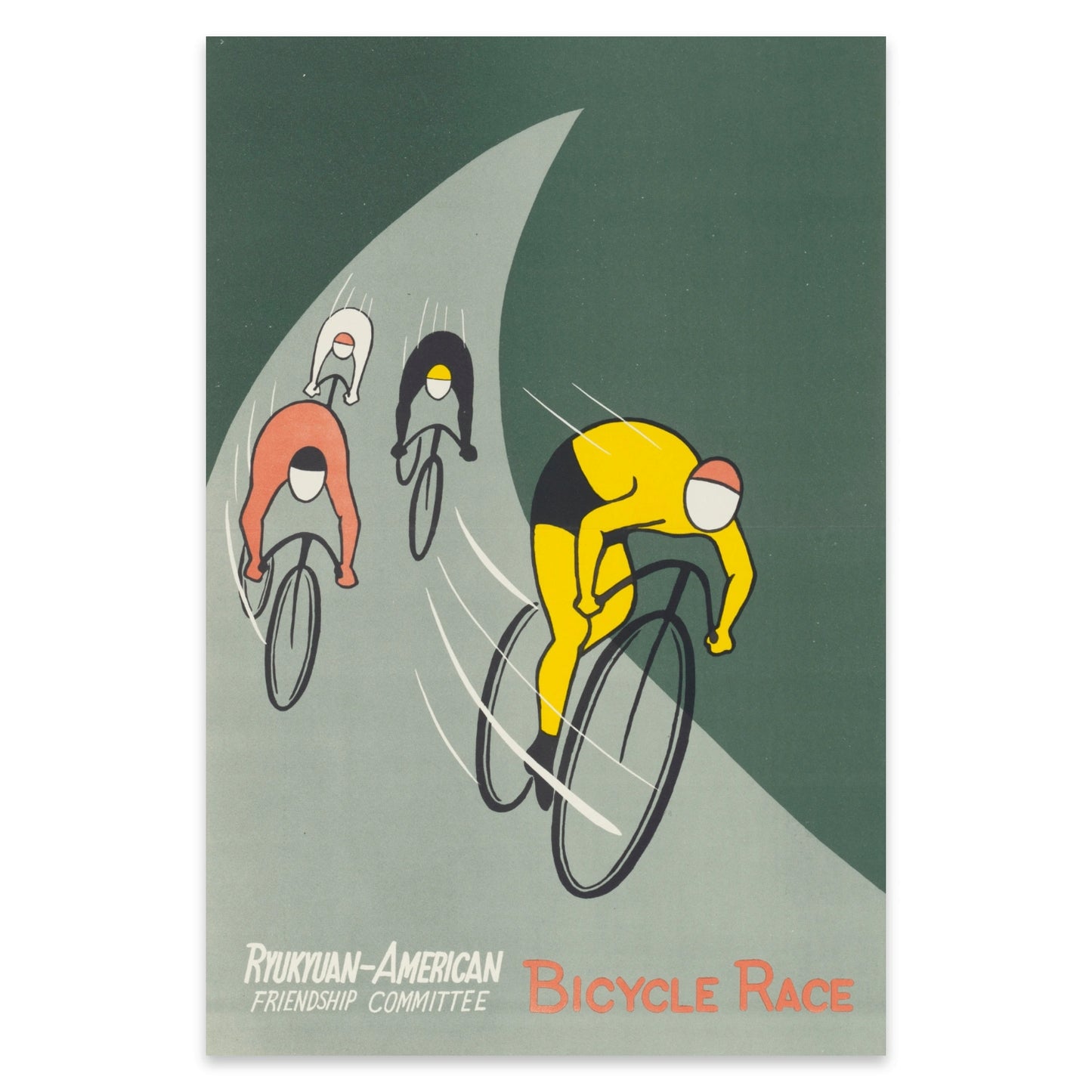 Klassisches Mid-Century Modern Poster der US Information Agency zum Thema Fahrradrennen.