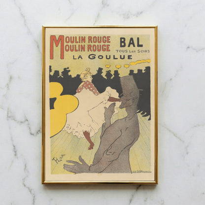 Farblithografie des Moulin Rouge Plakats von 1891 mit La Goulue Tänzerin.