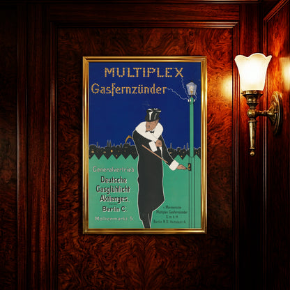 Detailaufnahme der Typografie Multiplex Gasfernzünder mit blitzförmigen Akzenten.