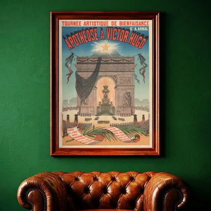 Grafisches Kunstplakat von Jules Chéret zur Würdigung französischer Literaturgeschichte.