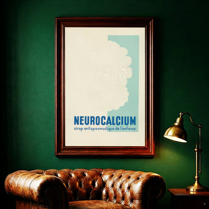 Neurocalcium Vintage Pharma-Poster mit geprägtem Kindergesicht