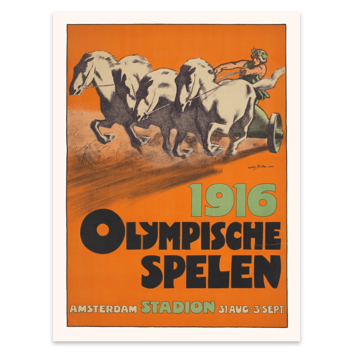 Retro-Poster der Olympischen Spiele Amsterdam 1916 von Willy Sluiter.