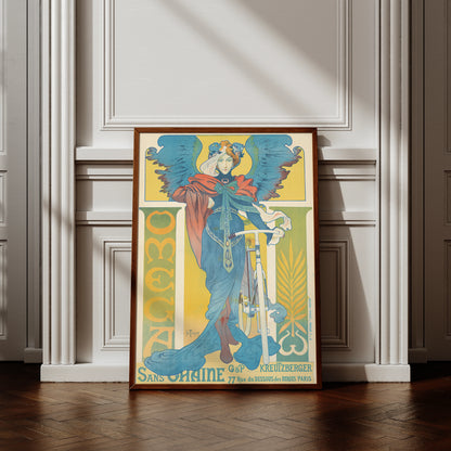 Vintage Jugendstil Werbeplakat für Omega Fahrräder von Henri Thiriet 1897.