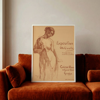 Detaillierte Lithografie von Otto Vautier mit typografischen Elementen der Ausstellung in Genf.