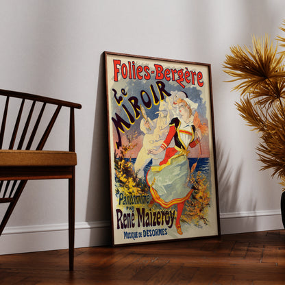 Vintage Pariser Theaterplakat für die Pantomime Le Miroir.