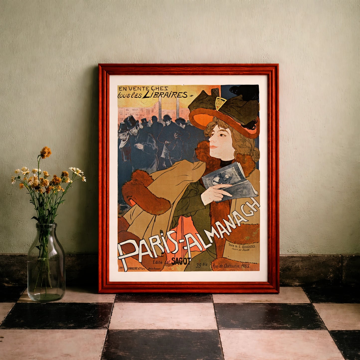 Jugendstil-Plakat Paris Almanach 1900 von Georges de Feure mit einer eleganten Frau.
