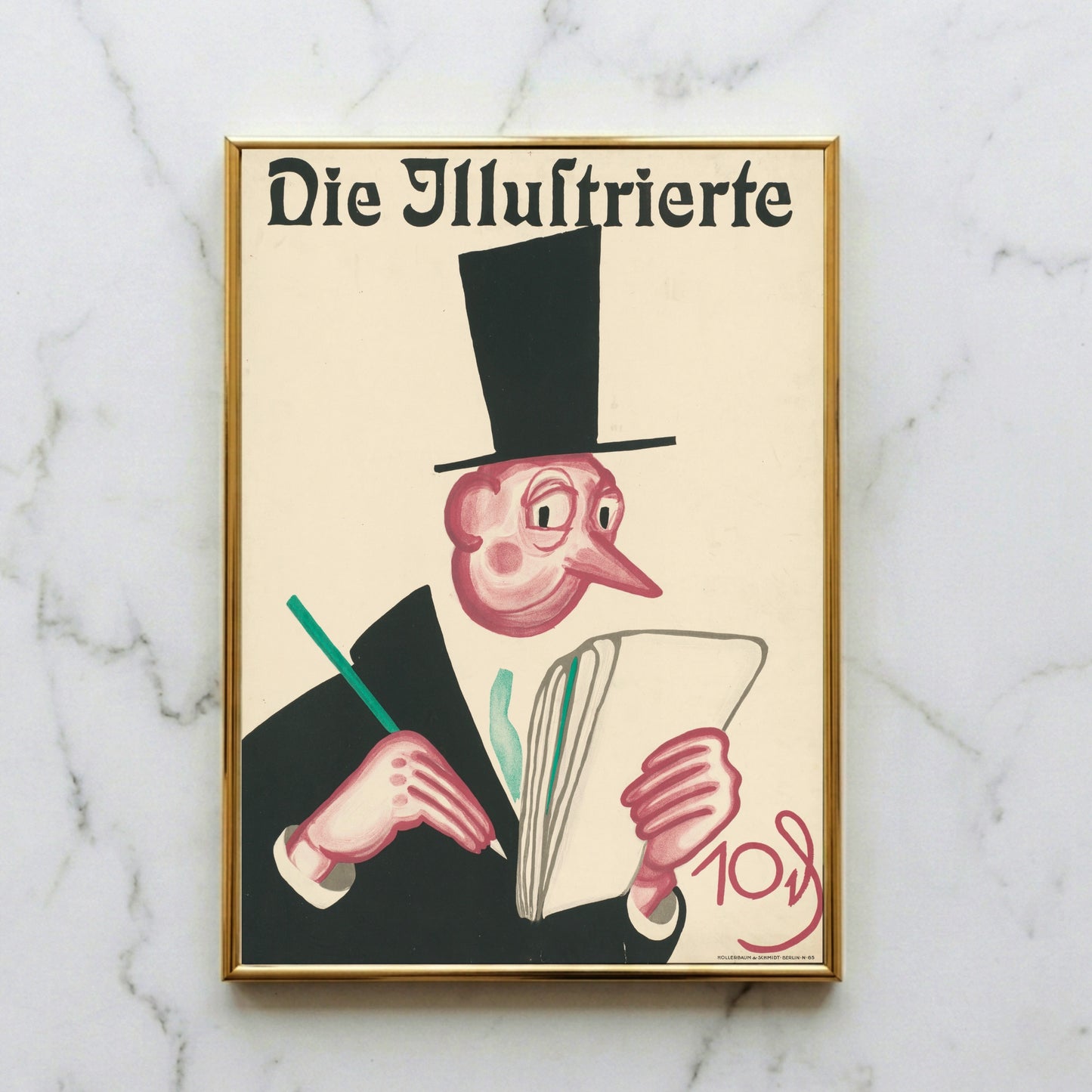 Vintage Werbeplakat Die Illustrierte 10 Pfennig von Paul Leni.