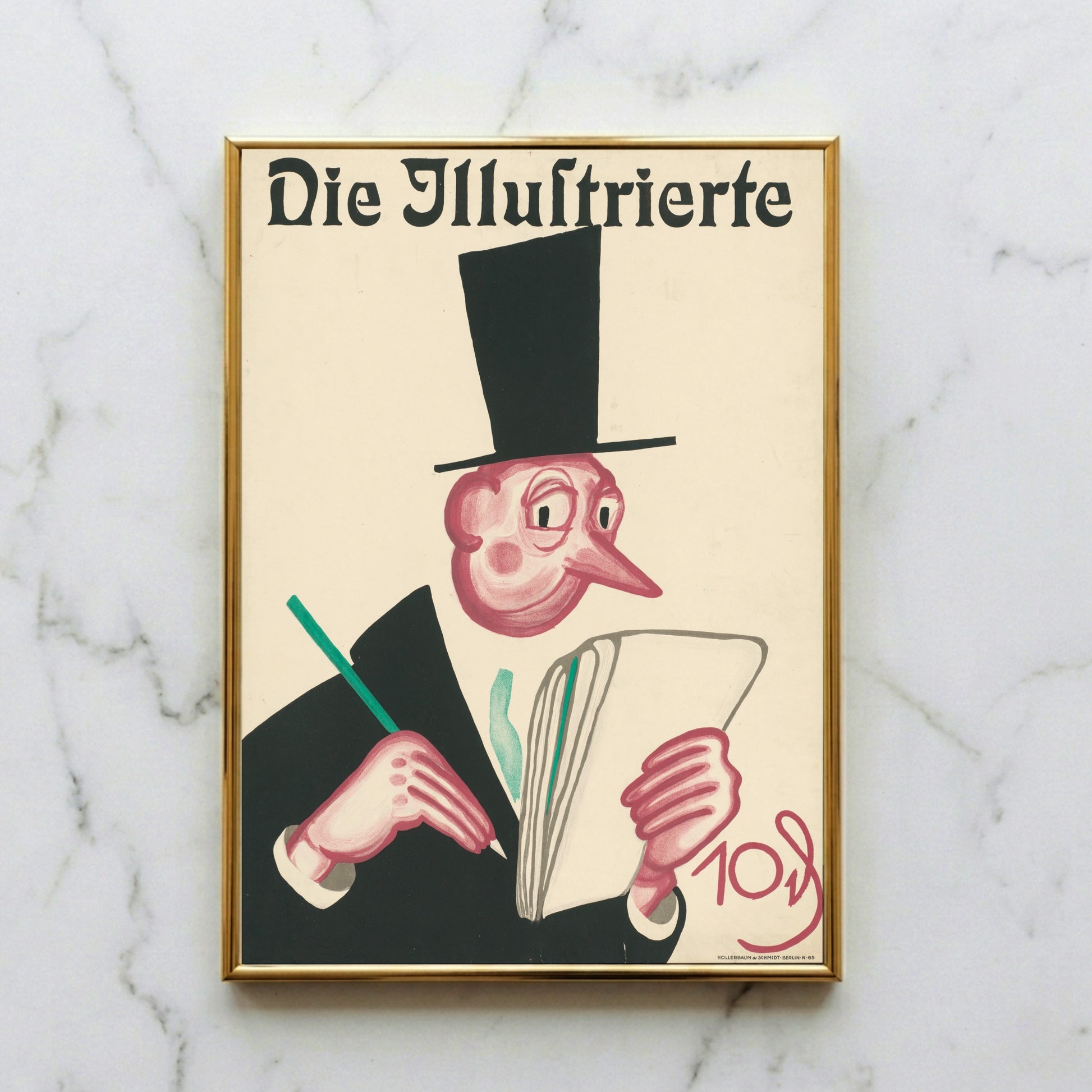 Vintage Werbeplakat Die Illustrierte 10 Pfennig von Paul Leni.