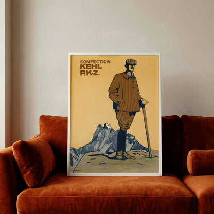 Schweizer Vintage-Werbegrafik von 1910 für P.K.Z. Bekleidung.