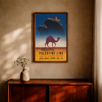 Grafisches Poster der Gdynia-America Shipping Lines mit Routenangaben Istanbul und Haifa.