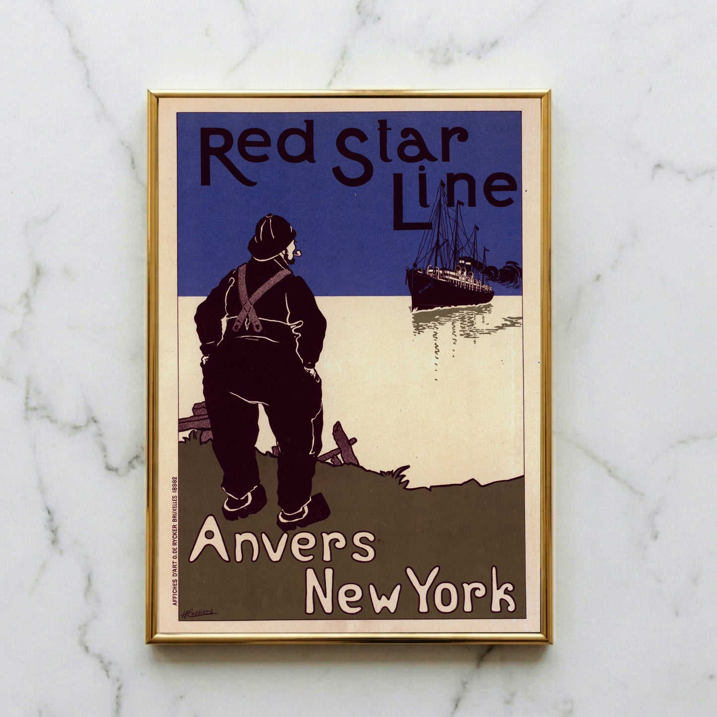 Red Star Line Anvers New York maritim-historisches Plakat.