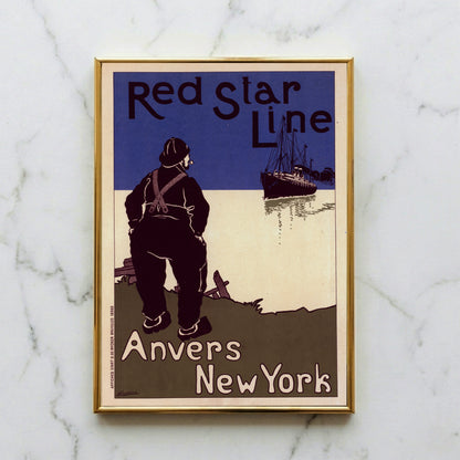 Red Star Line Anvers New York maritim-historisches Plakat.