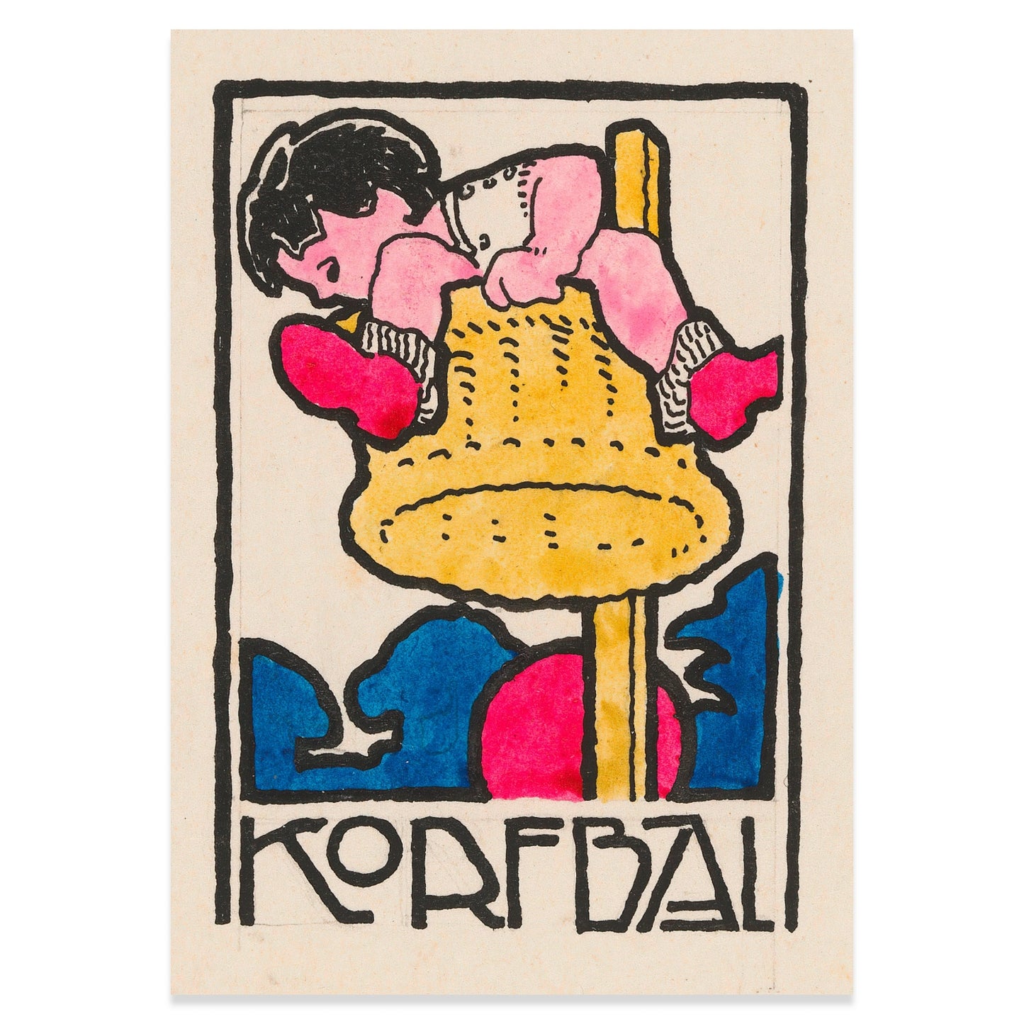 Art Nouveau beeinflusste Sportgrafik Korfbal von Künstler Reijer Stolk.