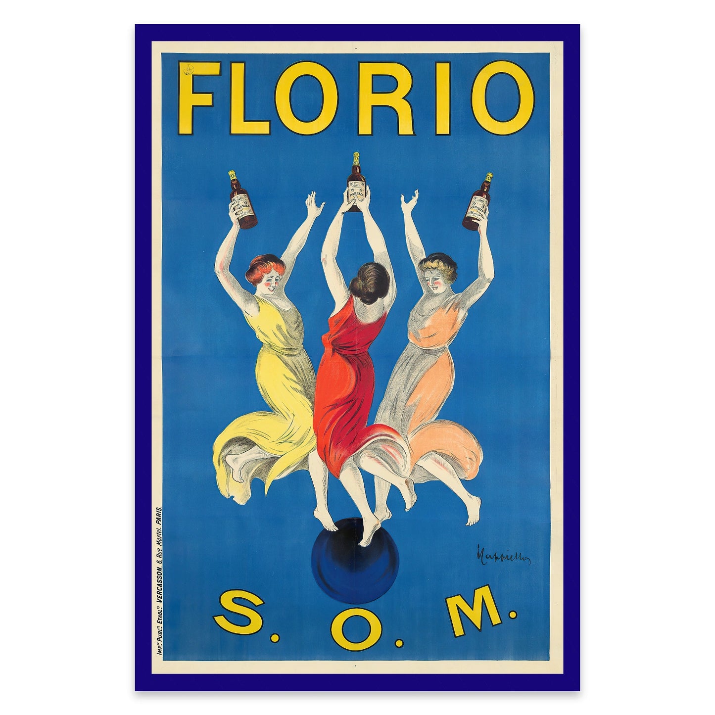 Klassisches italienisches Vintage-Poster für Marsala Florio Kunst für die Wandgestaltung.