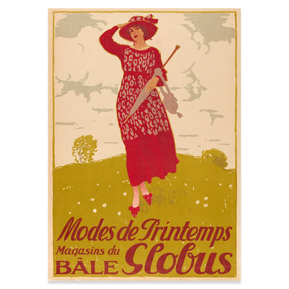 Klassisches Vintage-Poster für Bekleidung aus Basel von Künstler Jules Courvoisier.