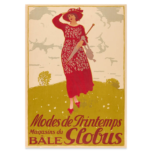 Klassisches Vintage-Poster für Bekleidung aus Basel von Künstler Jules Courvoisier.