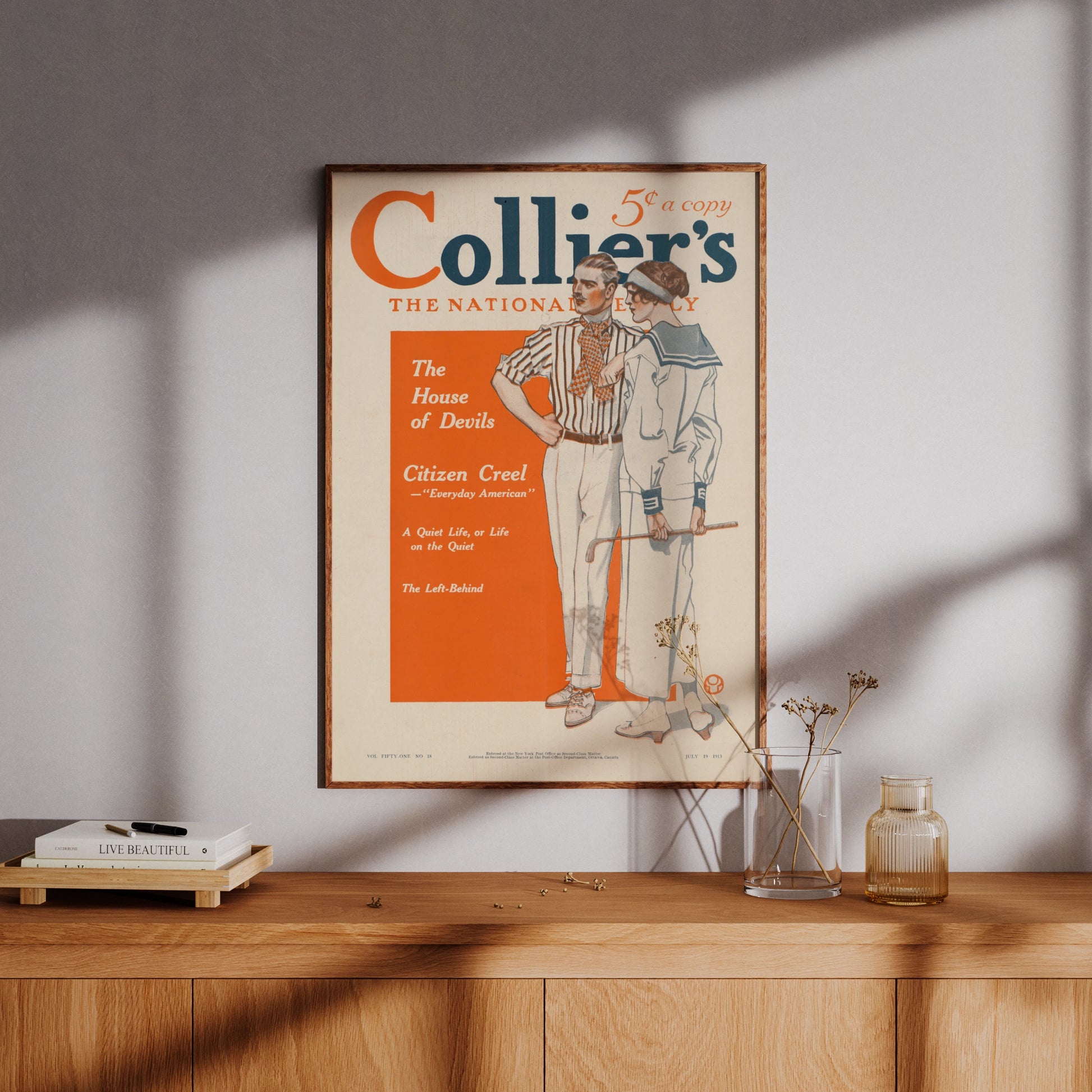 Detailreiches Plakat von Edward Penfield mit historischer Typografie und Mode.