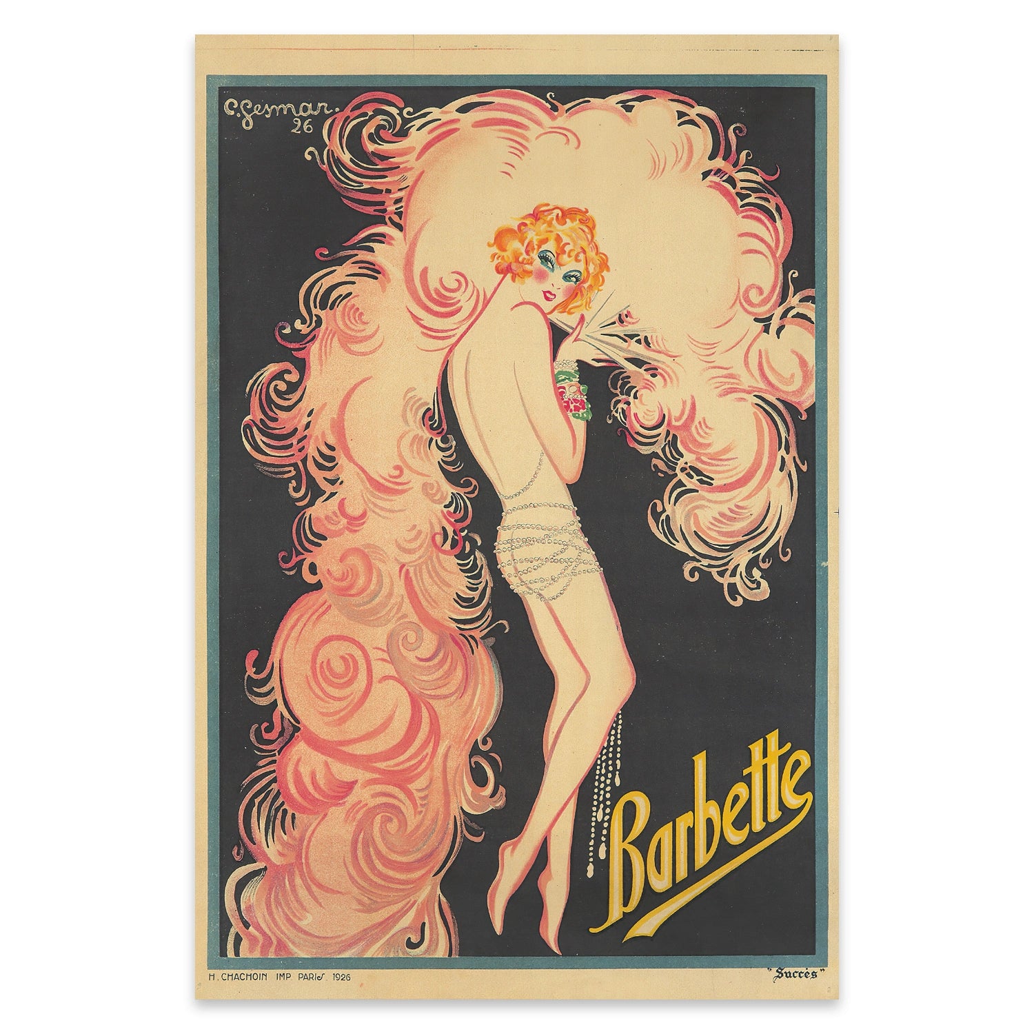 Charles Gesmar Barbette Kunstplakat – elegante historische Grafik des Pariser Nachtlebens.