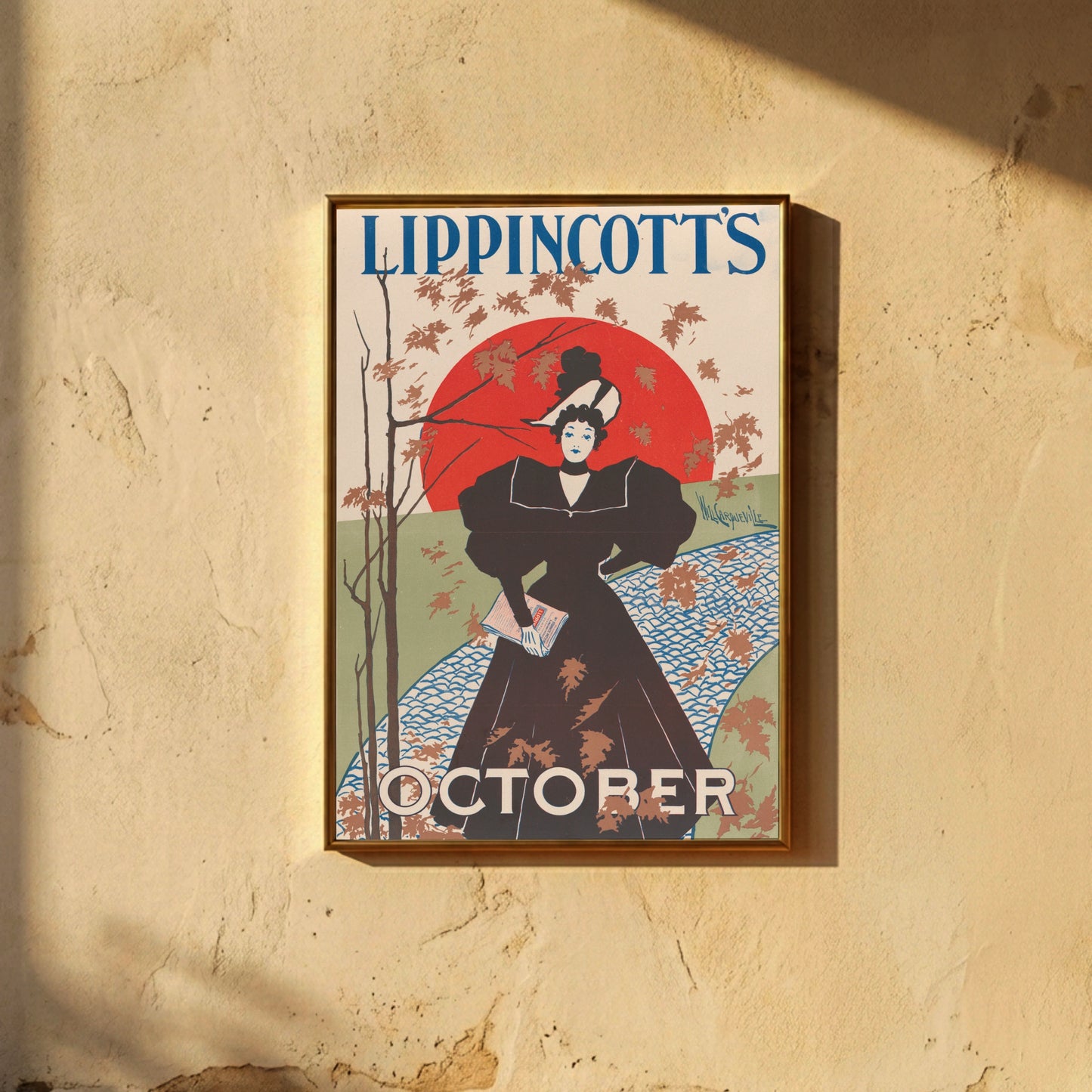 Detailansicht eines Jugendstil-Posters von 1895 mit Fokus auf Grafikdesign der Gilded Age.