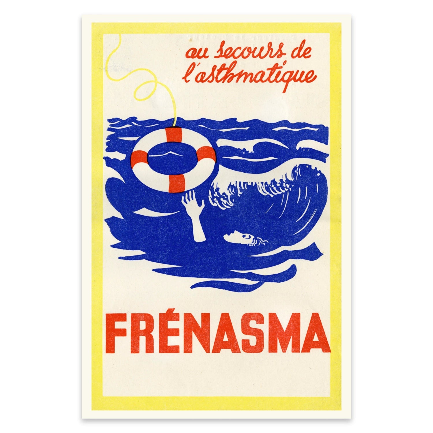 Historisches Werbeposter für Frénasma, klare Typografie und kontrastreiche Illustration der frühen Moderne.
