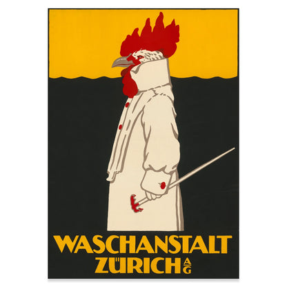 Historisches Schweizer Werbekunstdruck Poster für die Zürcher Waschanstalt.