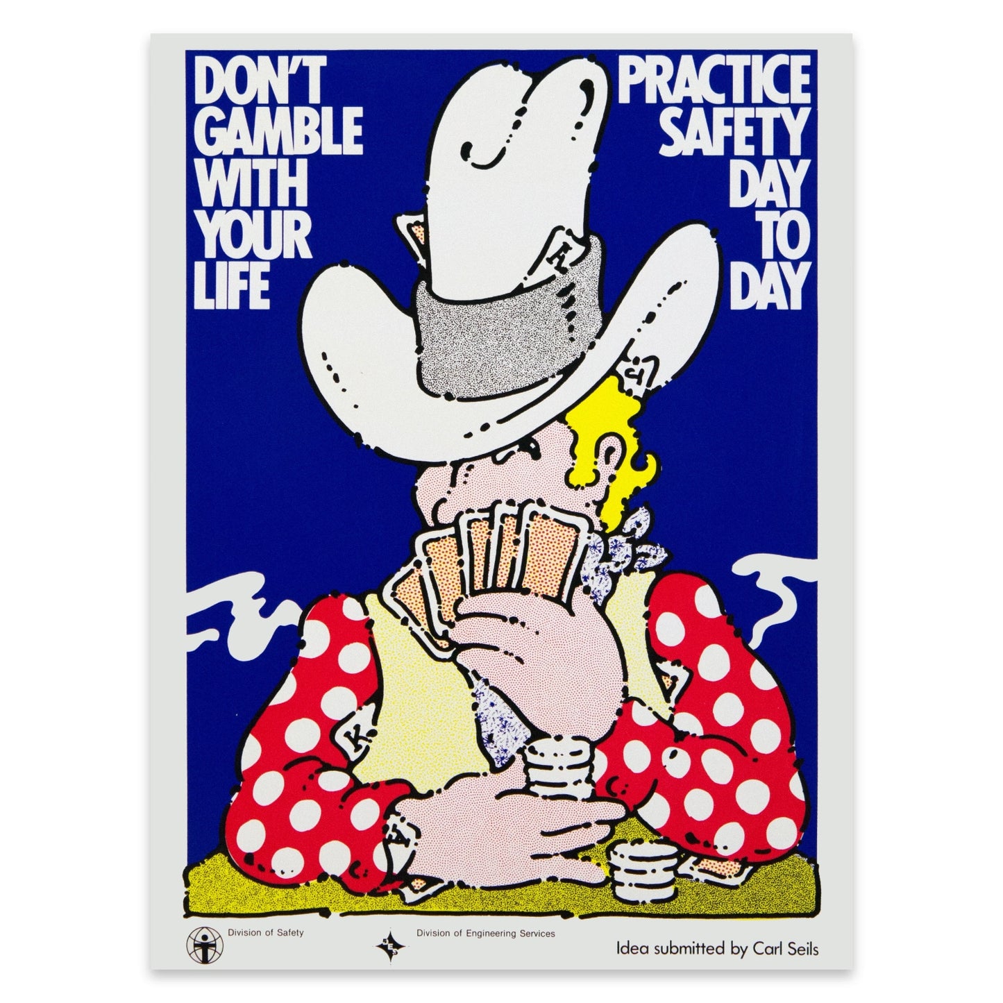 Nahaufnahme der Ben-Day-Punkte und Pop-Art Typografie auf einem Vintage-Kunstdruck.