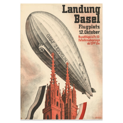 Retro Grafik-Design der 30er Jahre mit dem Graf Zeppelin und historischer Typografie.