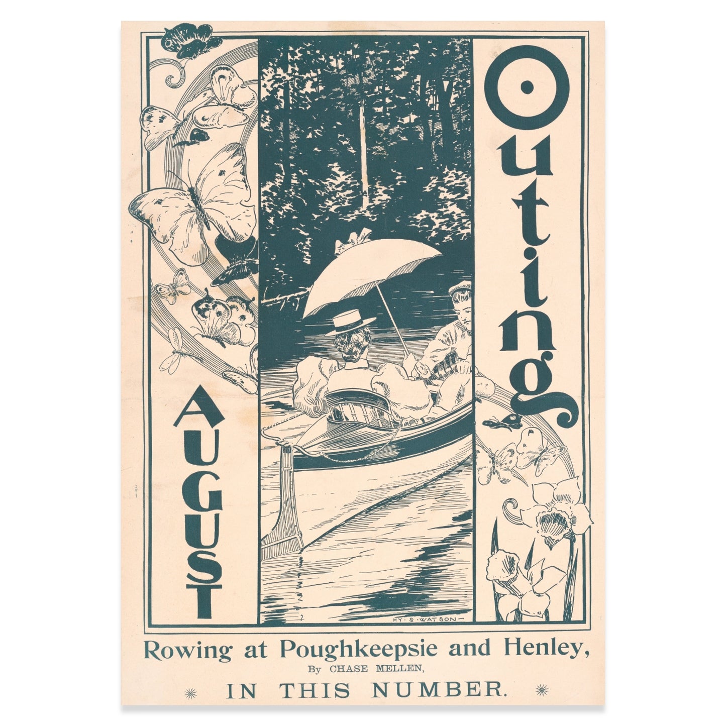 Retro Wandbild Rudersport Poughkeepsie und Henley im viktorianischen Stil.