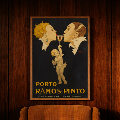 Grafisches Design des Porto Ramos-Pinto Schriftzugs im Art Deco Stil.