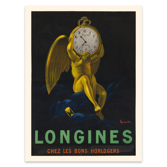 Klassische Uhrenwerbung aus der Belle Époque als dekorativer Wandschmuck.