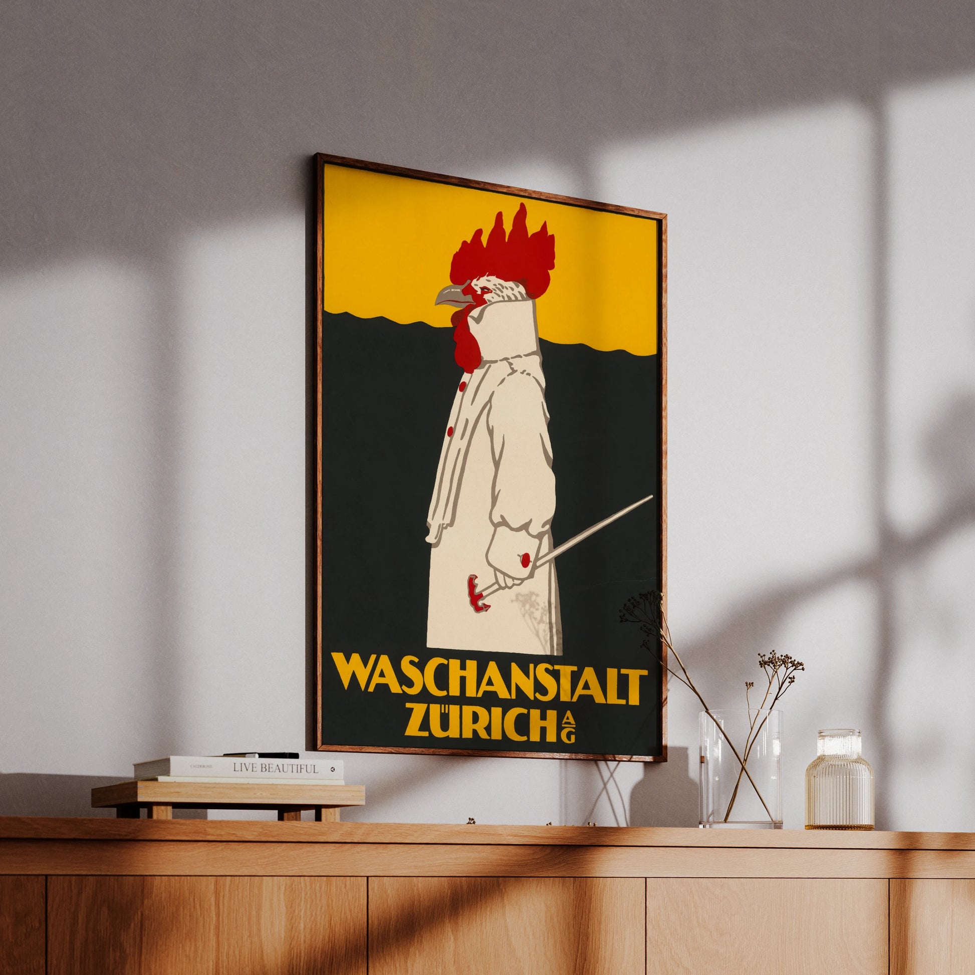 Werbegrafik Waschanstalt Zürich 1904 im minimalistischen Schweizer Stil.