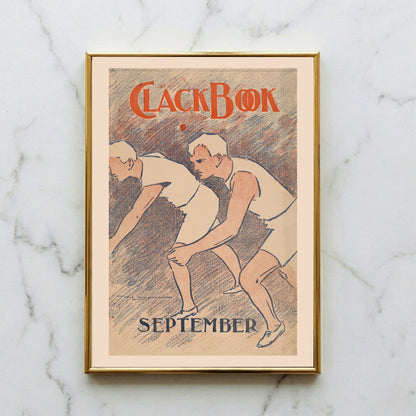 Vintage Illustration von Robert Leicester Wagner zeigt zwei Männer beim Start eines Wettlaufs.