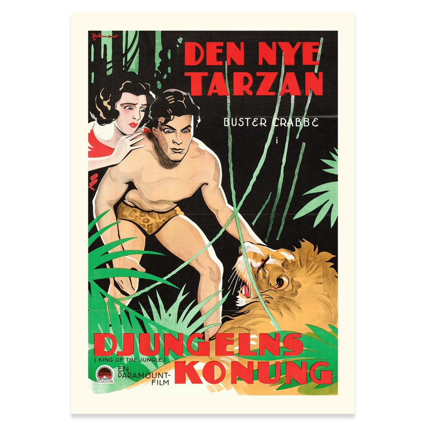 Historisches schwedisches Werbeplakat für den Film Der König des Dschungels.