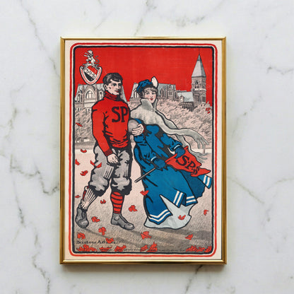 Vintage Poster der Saint Paul’s School von 1903 mit einem Studentenpaar.