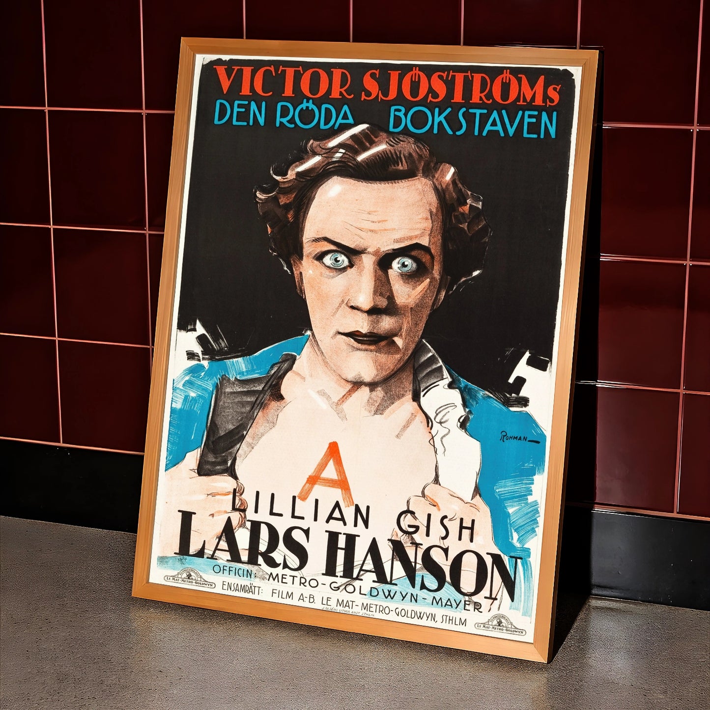 Kunstvolles Stummfilmplakat von Victor Sjöström mit Lillian Gish und Lars Hanson.