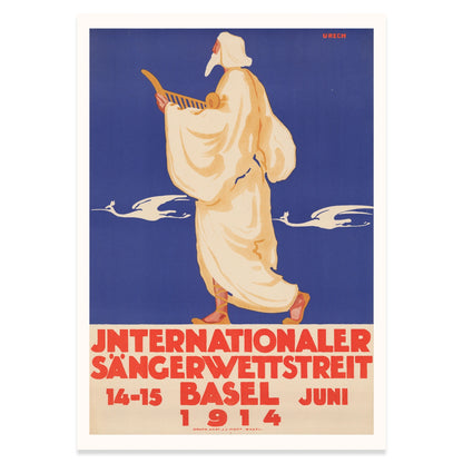 Detailgetreue Reproduktion des Basler Sängerfest-Plakats von 1914 für stilvolle Wanddekoration.
