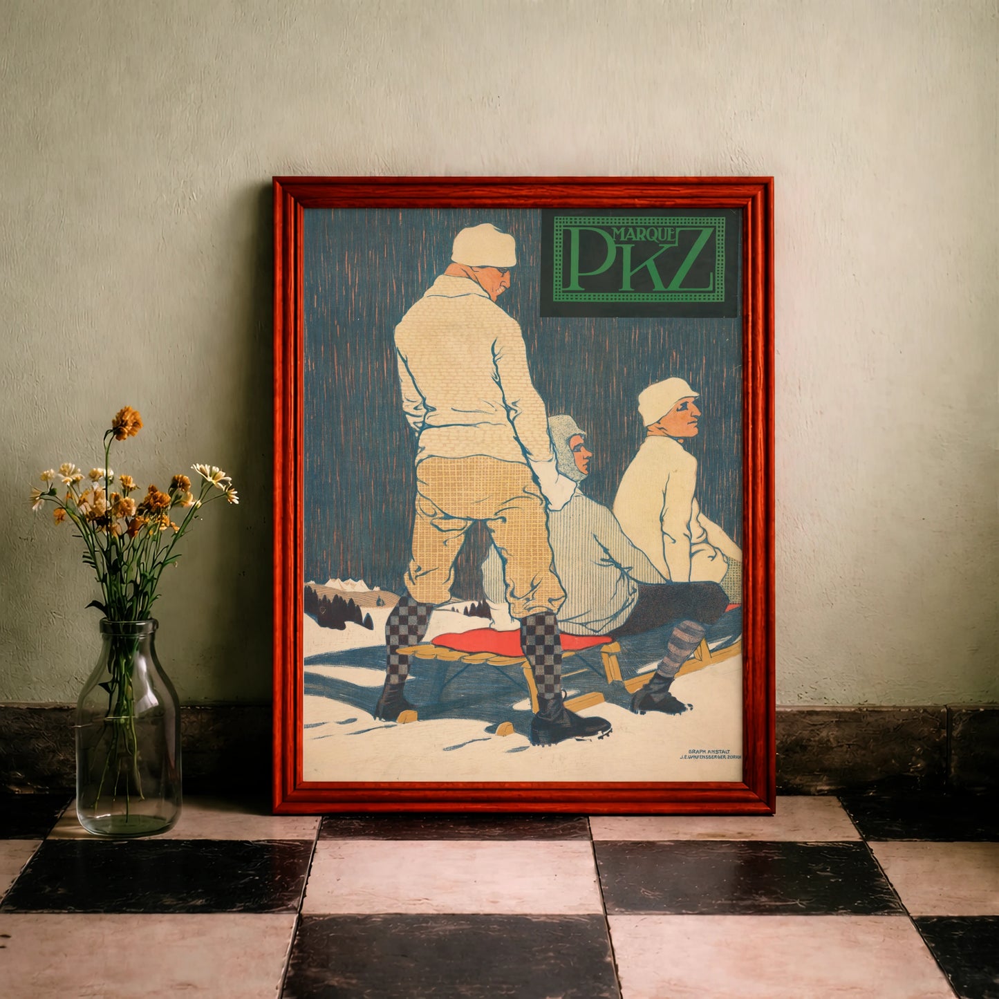 Vintage Schweizer Plakatkunst Marque PKZ von Burkhard Mangold.