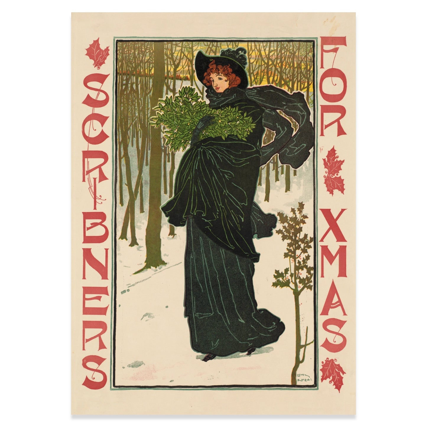 Retro Werbeplakat für eine Weihnachtsausgabe des Scribner's Magazine