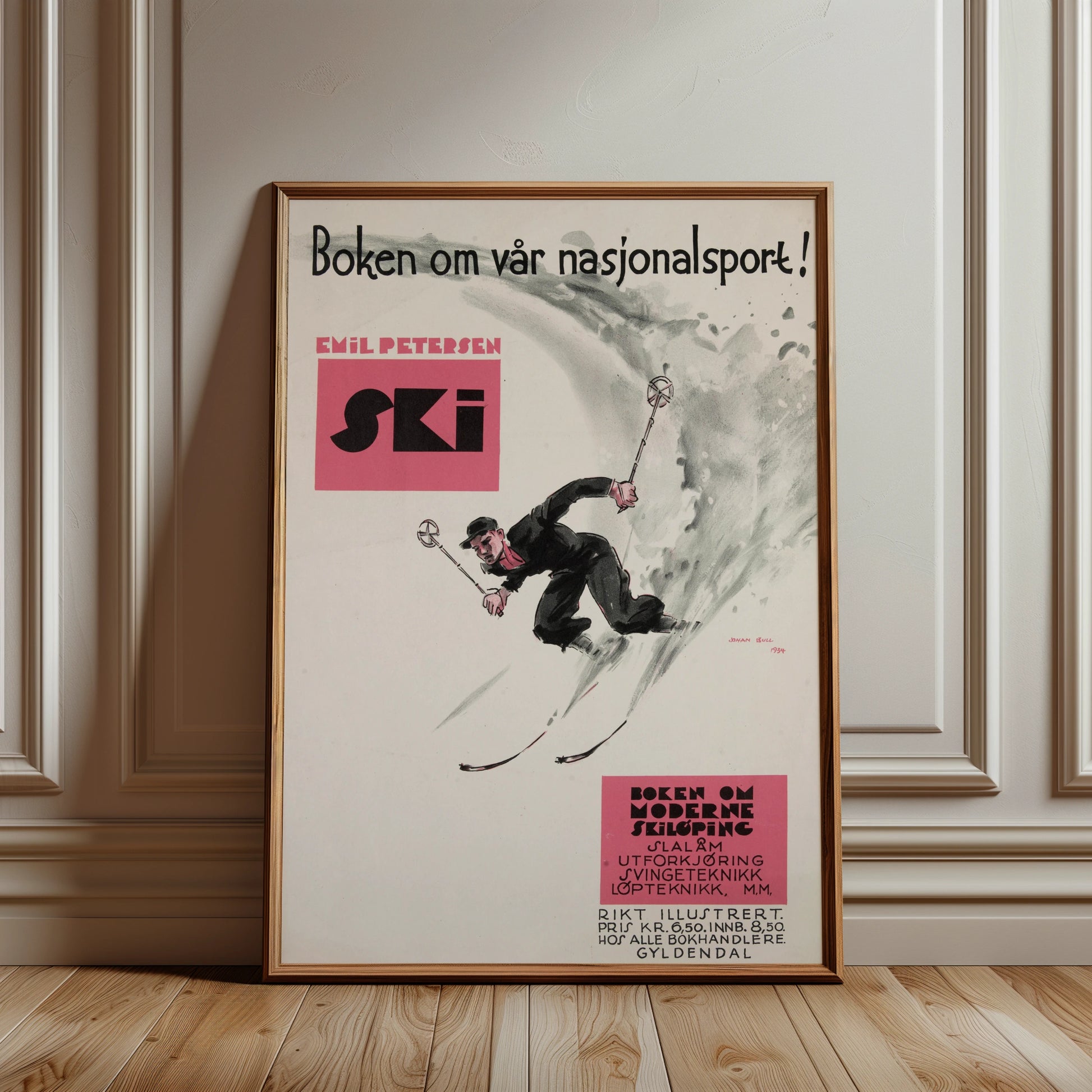 Historisches norwegisches Wintersport-Motiv von Johan Bull.