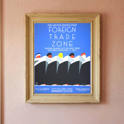 Historisches WPA Poster für die Foreign Trade Zone Staten Island von Jack Rivolta.