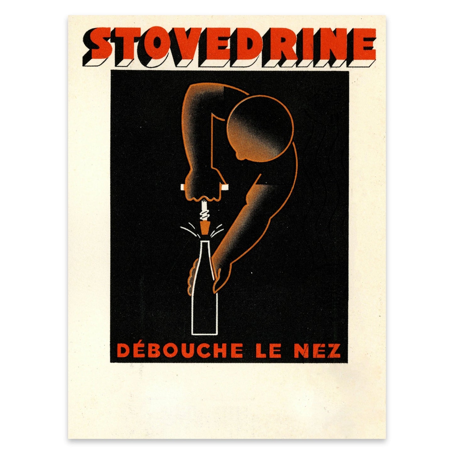 Historisches Werbemotiv für Stovédrine aus Frankreich im minimalistischen grafischen Stil.