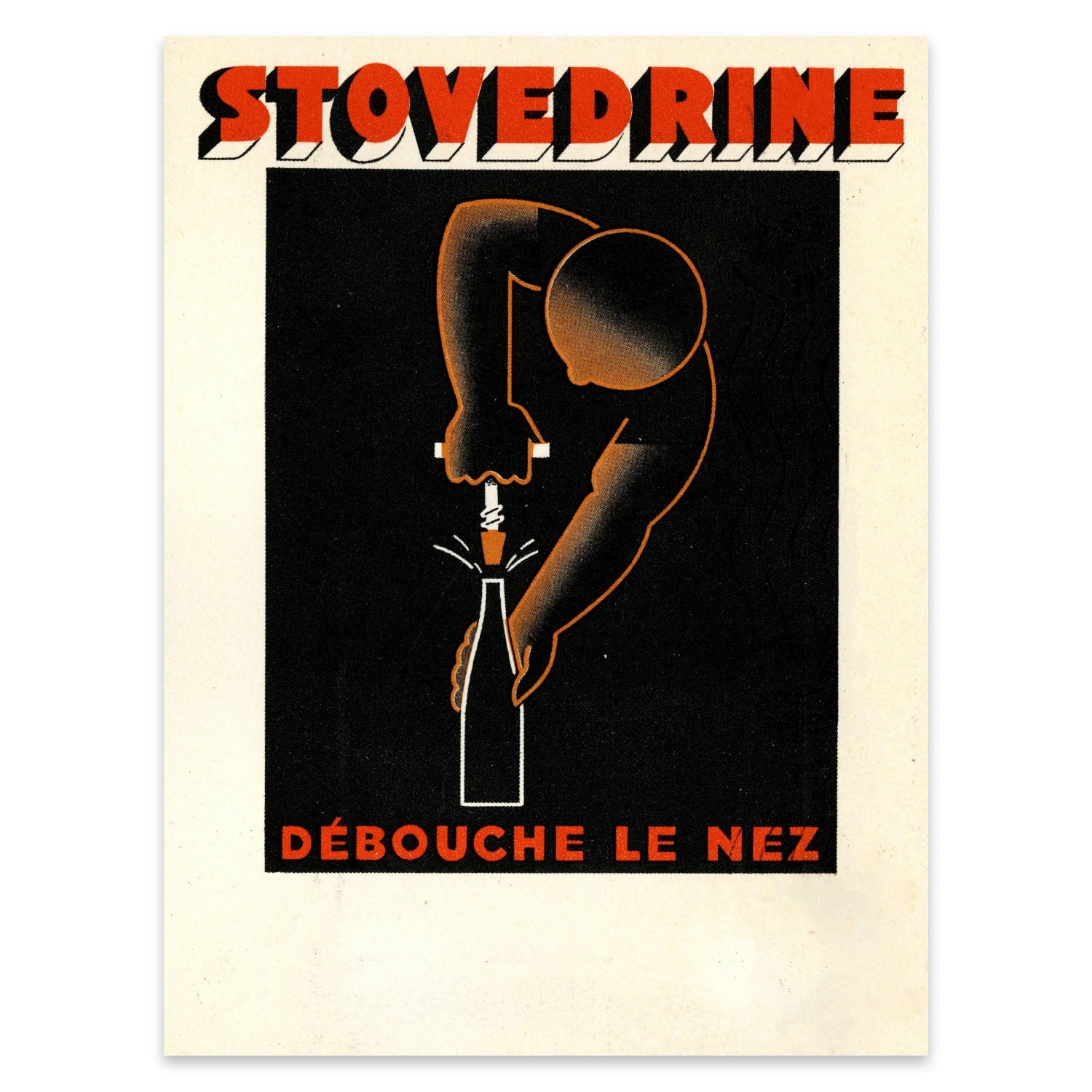 Historisches Werbemotiv für Stovédrine aus Frankreich im minimalistischen grafischen Stil.