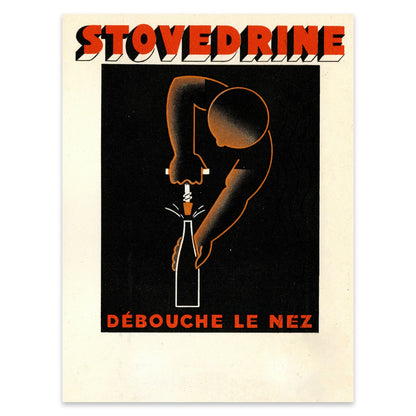 Historisches Werbemotiv für Stovédrine aus Frankreich im minimalistischen grafischen Stil.