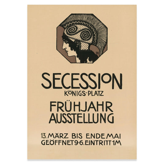 Symbolistisches Kunstplakat mit griechischer Mythologie und moderner Linienführung aus dem frühen 20. Jahrhundert.