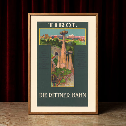 Historische Zahnradbahn in den Südtiroler Bergen Illustration von Tony Grubhofer.
