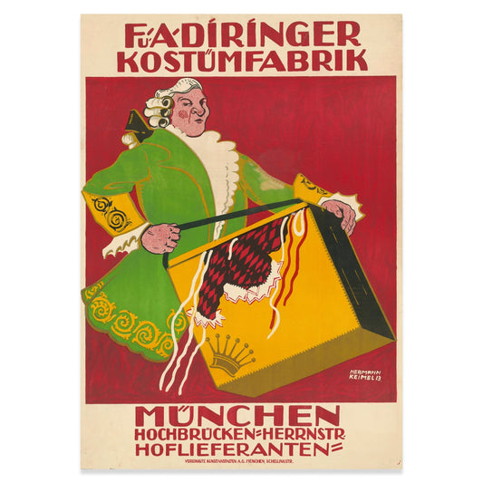 Klassisches Münchner Werbeplakat im Grafikstil der Belle Époque.