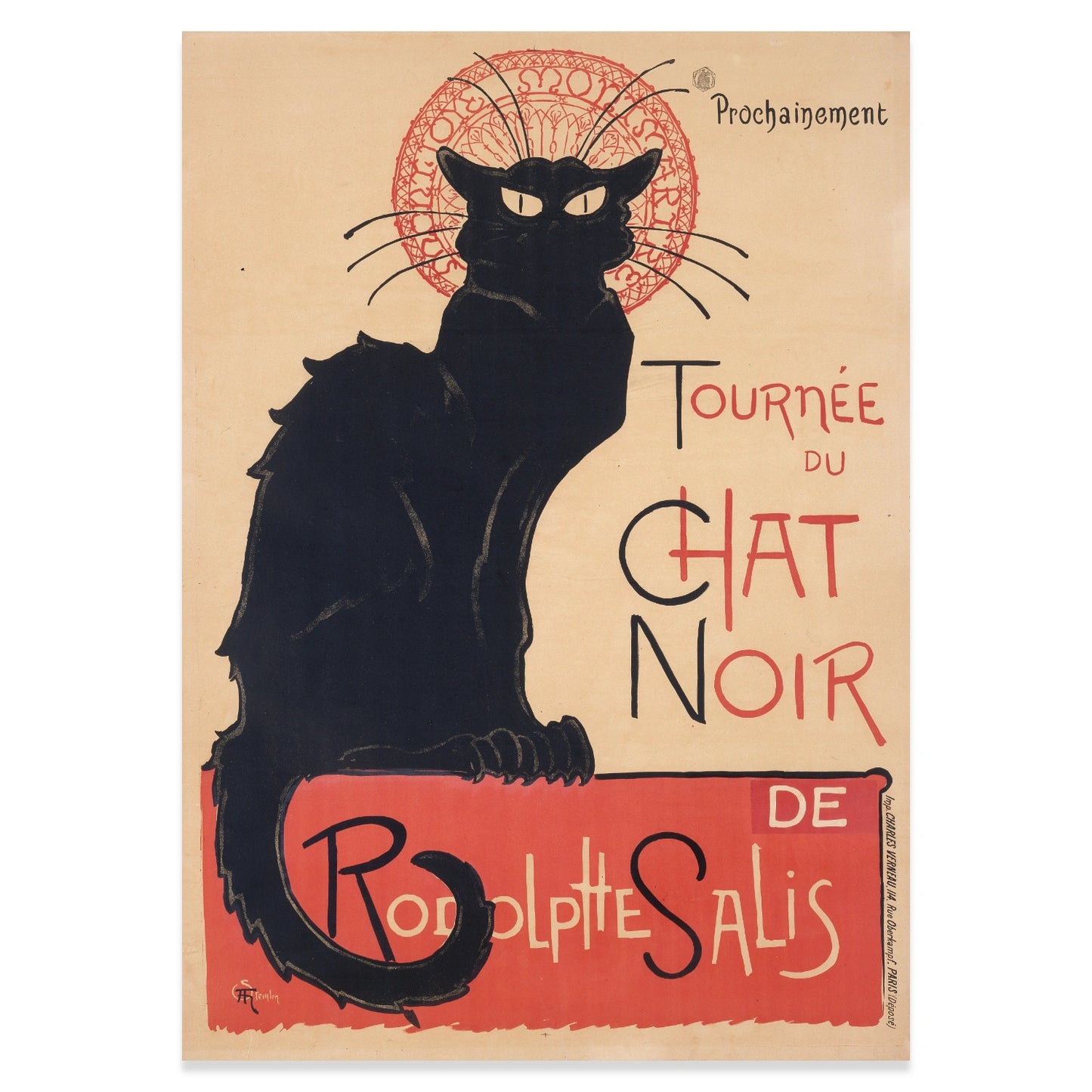 Historisches Werbeplakat für das Kabarett Le Chat Noir von Rodolphe Salis.